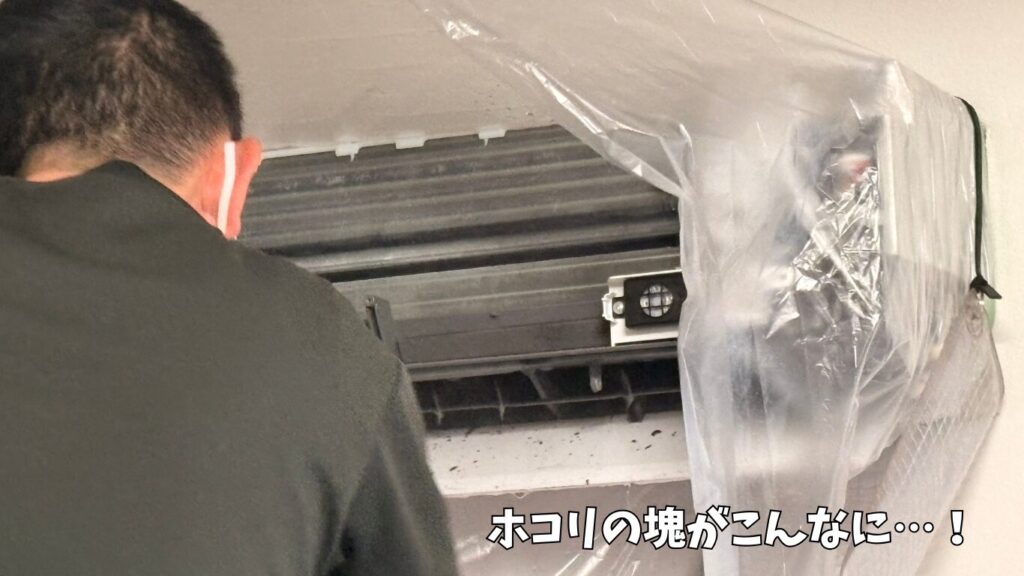 エアコン内部のホコリの塊は、こんなにあります。